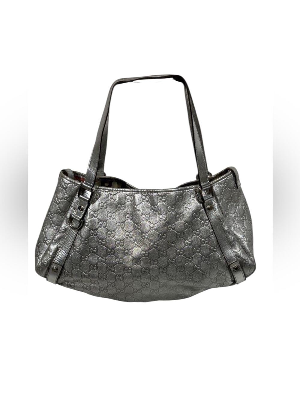 Gucci GG Signature Medium Abbey Silver Shoulder Bag